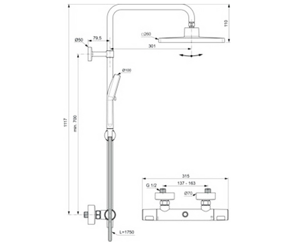 душевая система IDEAL STANDARD CERATHERM T25